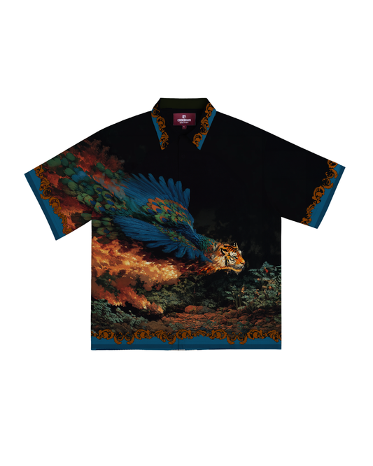 UNBOTHERED AND ELEVATED- RELAXED FIT PRINTED SHIRT