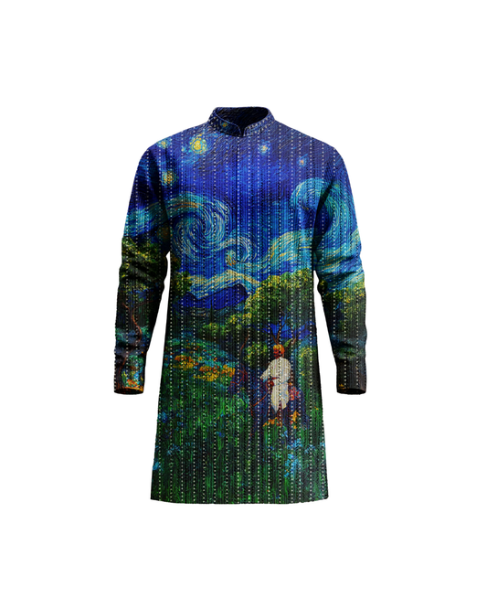 VASUDEVA'S WHIRLPOOL - REGULAR FIT PRINTED EMBROIDERED KURTA SET