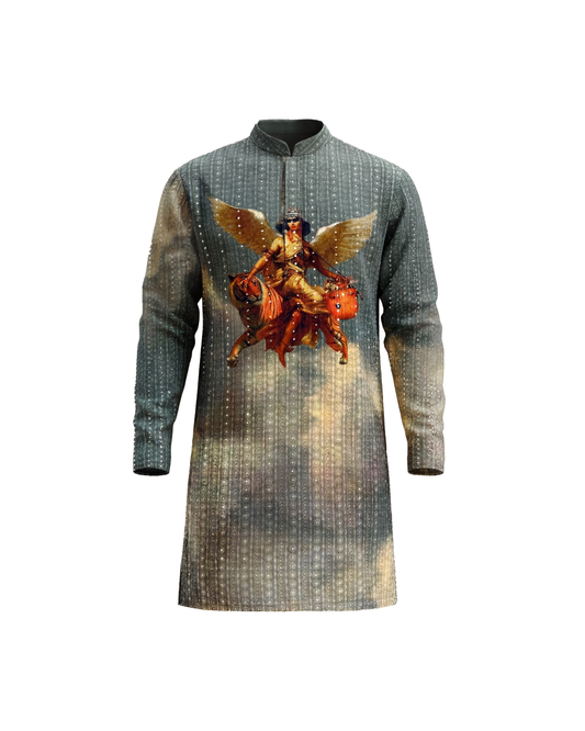 POWERLESS INFLUENCE- REGULAR FIT PRINTED EMBROIDERED KURTA SET