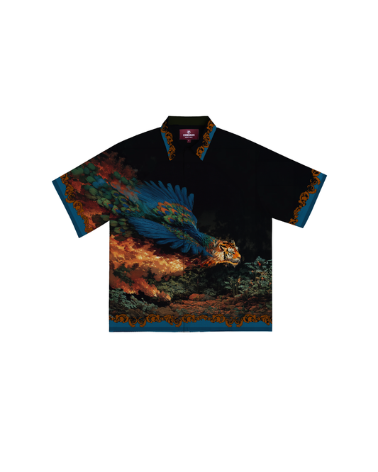 UNBOTHERED AND ELEVATED- RELAXED FIT PRINTED SHIRT