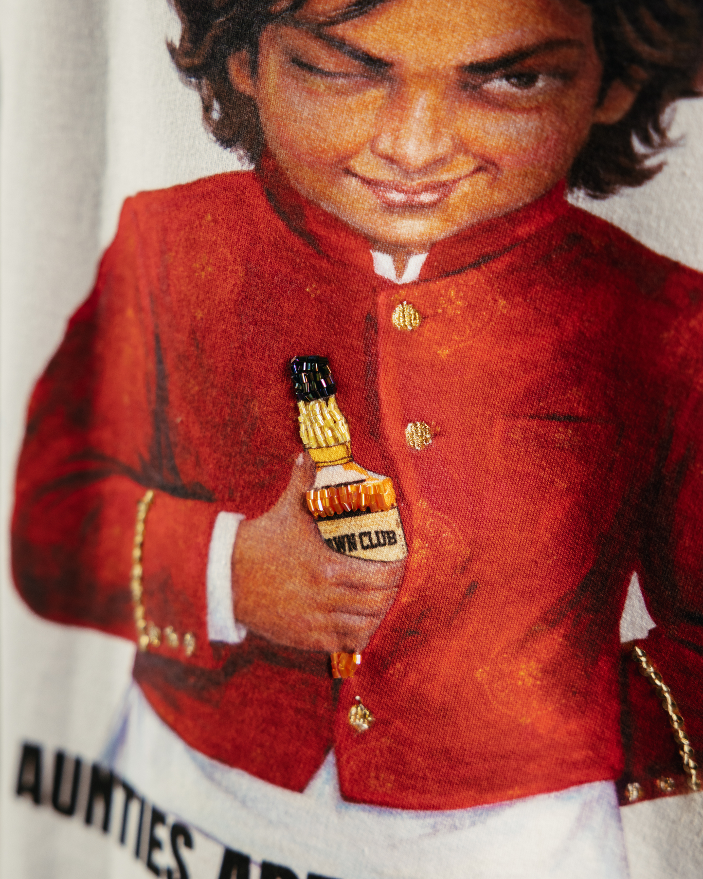 AUNTIES ARE WATCHING - REGULAR FIT HAND BEADED T-SHIRT