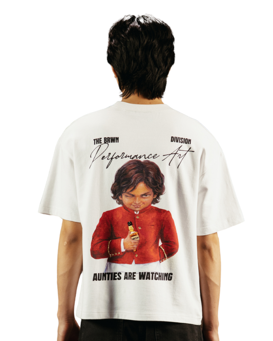 AUNTIES ARE WATCHING - REGULAR FIT HAND BEADED T-SHIRT