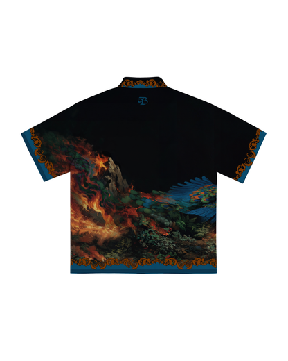 UNBOTHERED AND ELEVATED- RELAXED FIT PRINTED SHIRT