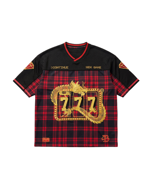 CHAKRA AND CHANCE PLAID- OVERSIZED FIT EMBROIDERED JERSEY