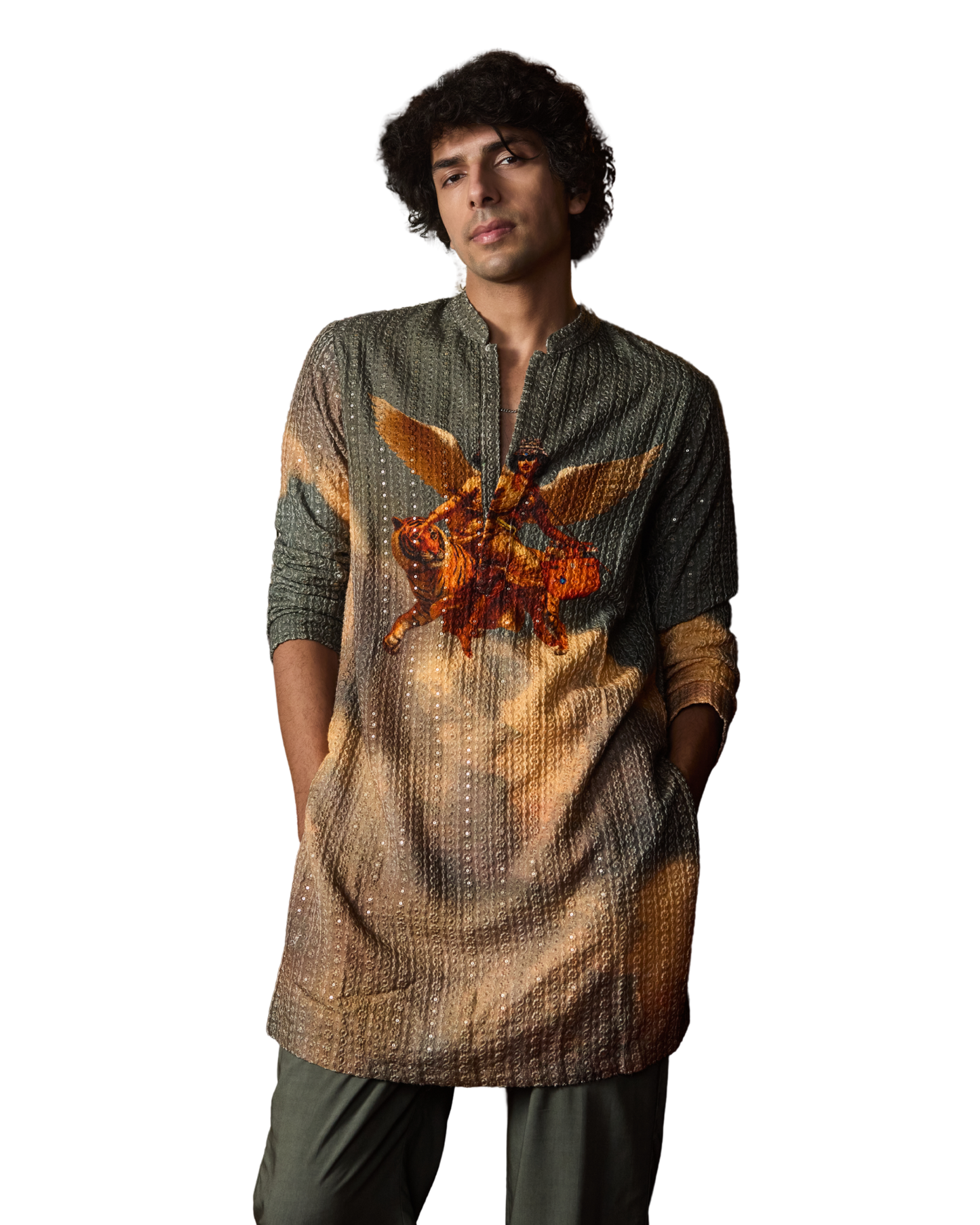 POWERLESS INFLUENCE- REGULAR FIT PRINTED EMBROIDERED KURTA SET