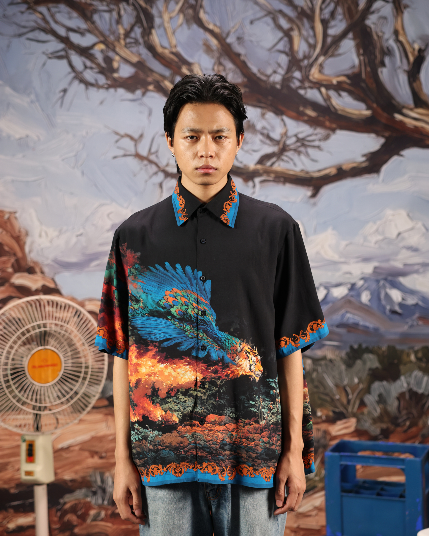 UNBOTHERED AND ELEVATED- RELAXED FIT PRINTED SHIRT
