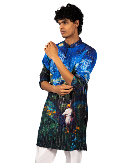 VASUDEVA'S WHIRLPOOL - REGULAR FIT PRINTED EMBROIDERED KURTA SET