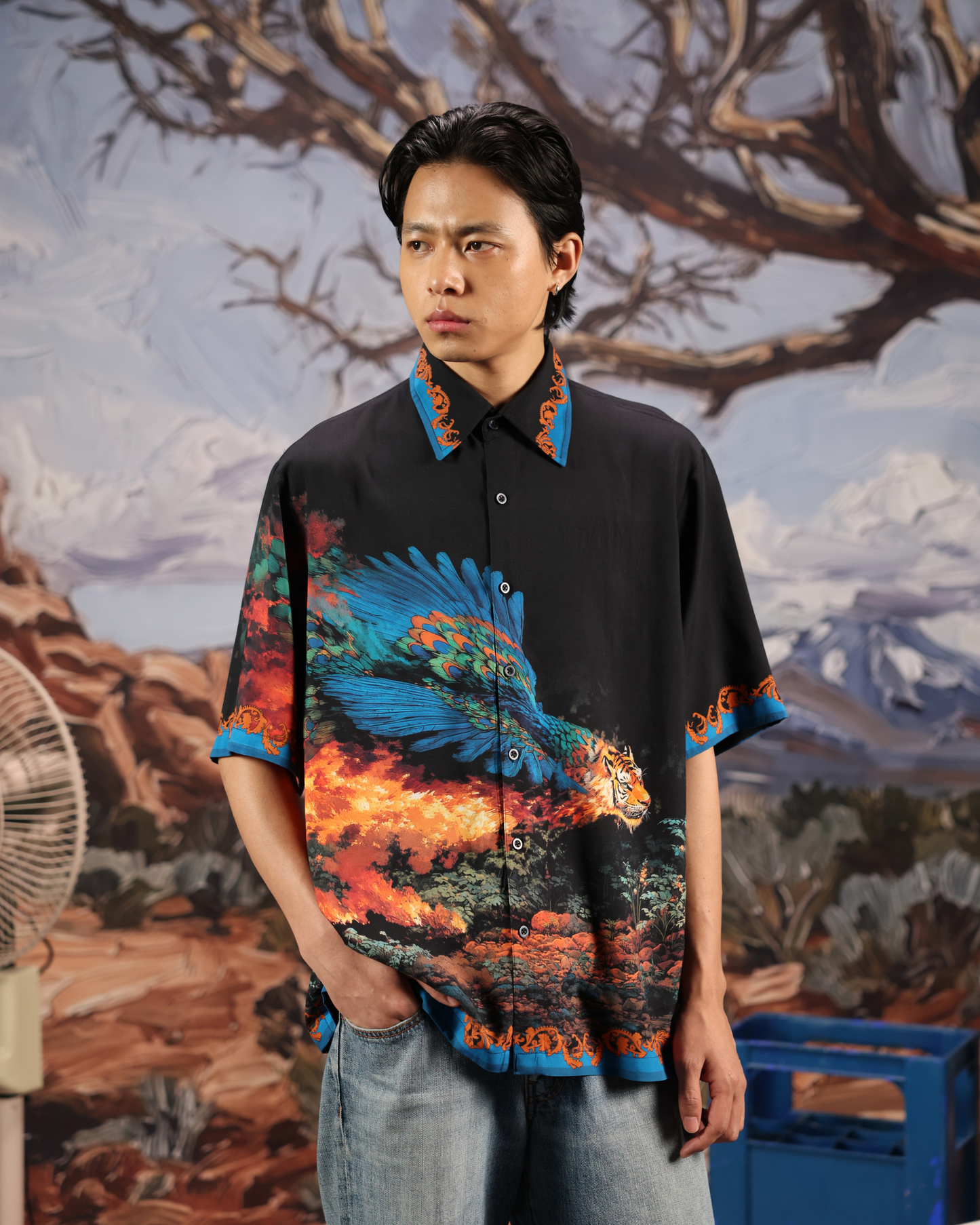 UNBOTHERED AND ELEVATED- RELAXED FIT PRINTED SHIRT