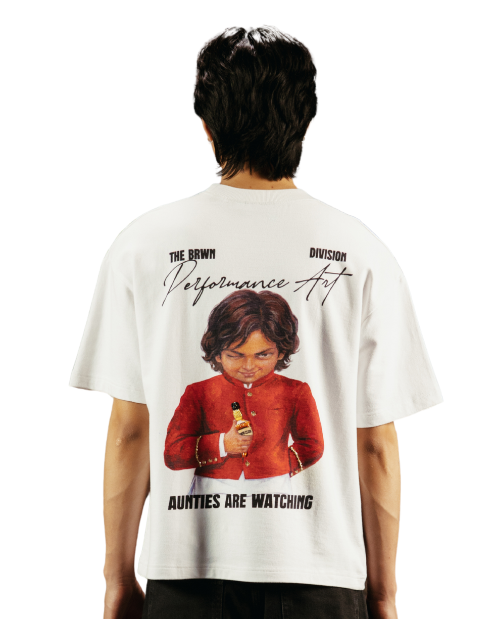 AUNTIES ARE WATCHING - REGULAR FIT HAND BEADED T-SHIRT