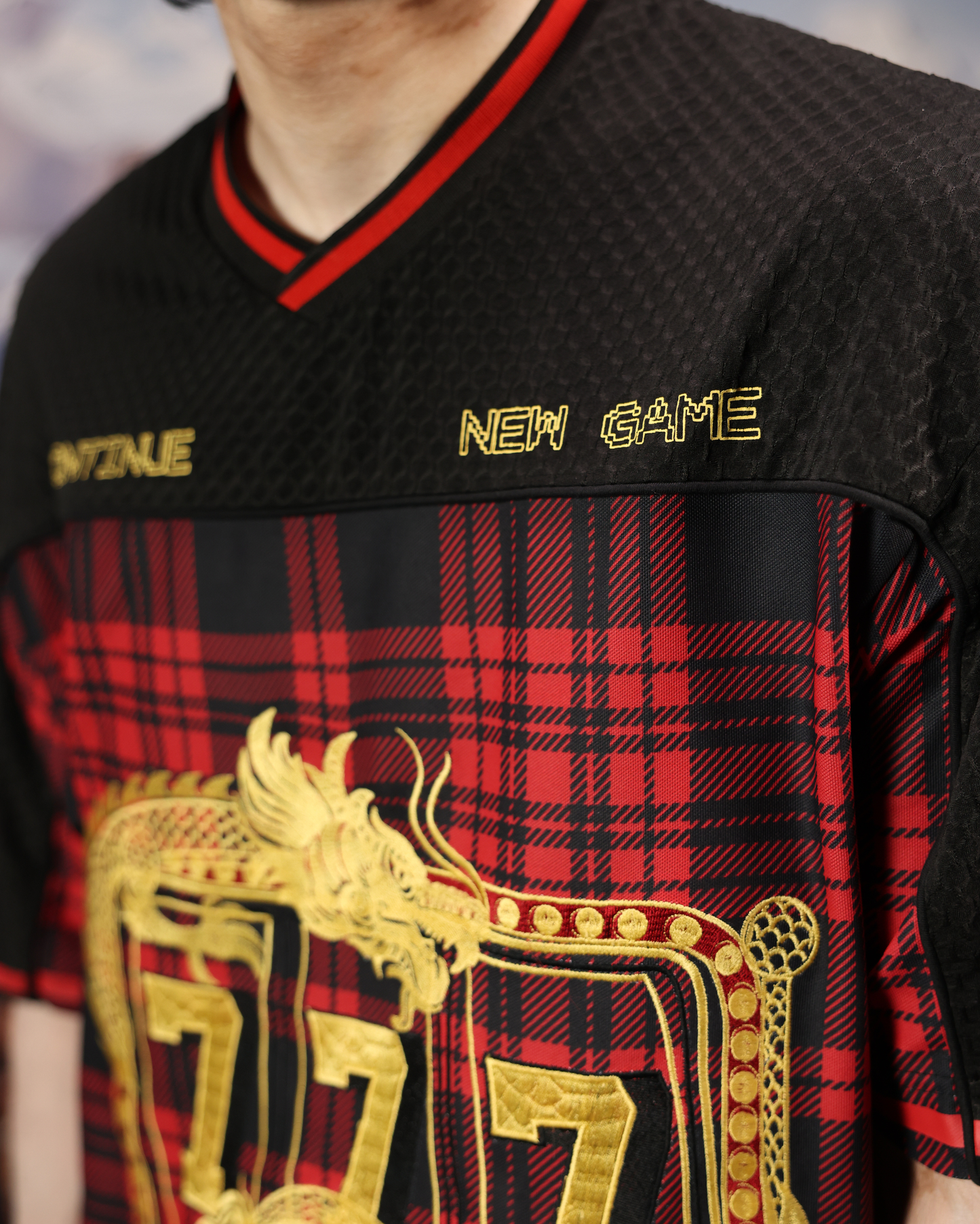 CHAKRA AND CHANCE PLAID- OVERSIZED FIT EMBROIDERED JERSEY