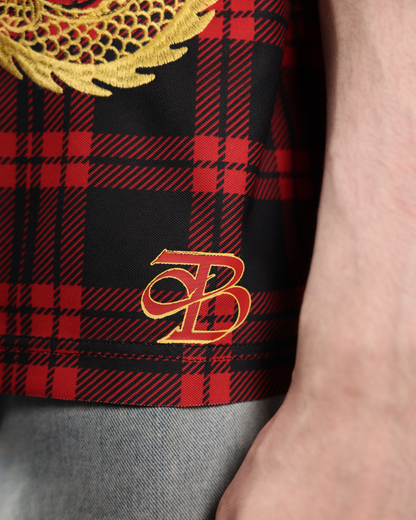 CHAKRA AND CHANCE PLAID- OVERSIZED FIT EMBROIDERED JERSEY
