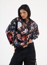 CHAOS IN PEACE - REGULAR FIT PRINTED BOMBER JACKET
