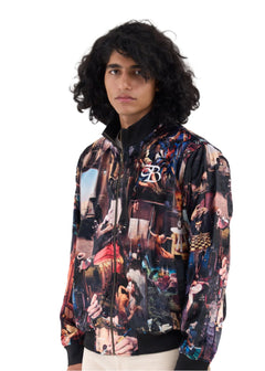 CHAOS IN PEACE - REGULAR FIT PRINTED BOMBER JACKET