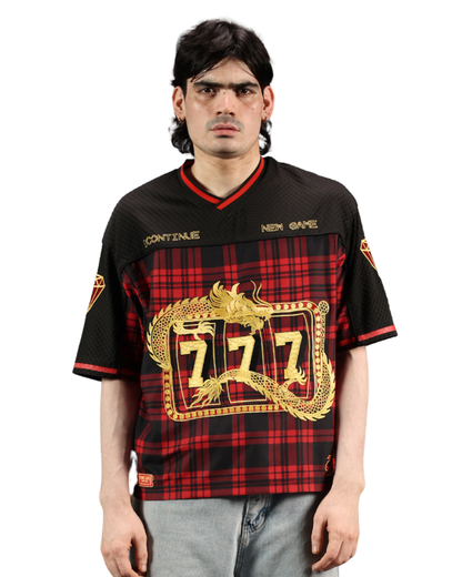 CHAKRA AND CHANCE PLAID- OVERSIZED FIT EMBROIDERED JERSEY